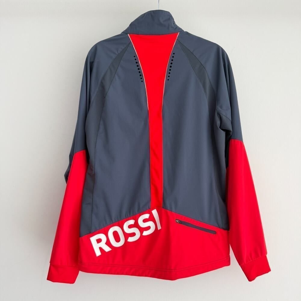 Rossignol Jacket Mens Large‎ Gray Red Soft Shell Hike Ski Running Full Zip